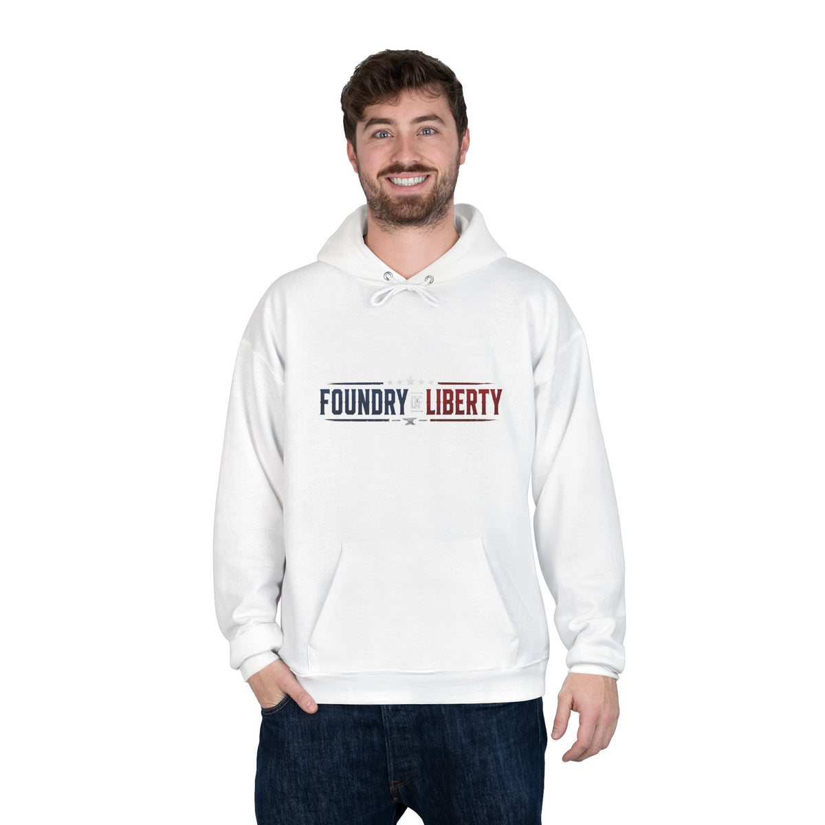 Foundry of Liberty Graphic Hoodie – Patriotic Emblem Pullover
