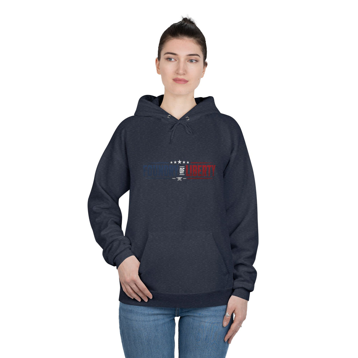 Foundry of Liberty Graphic Hoodie – Patriotic Emblem Pullover