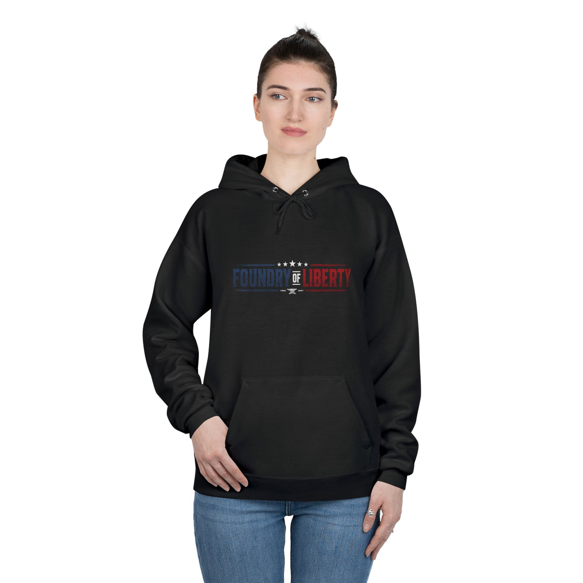 Foundry of Liberty Graphic Hoodie – Patriotic Emblem Pullover