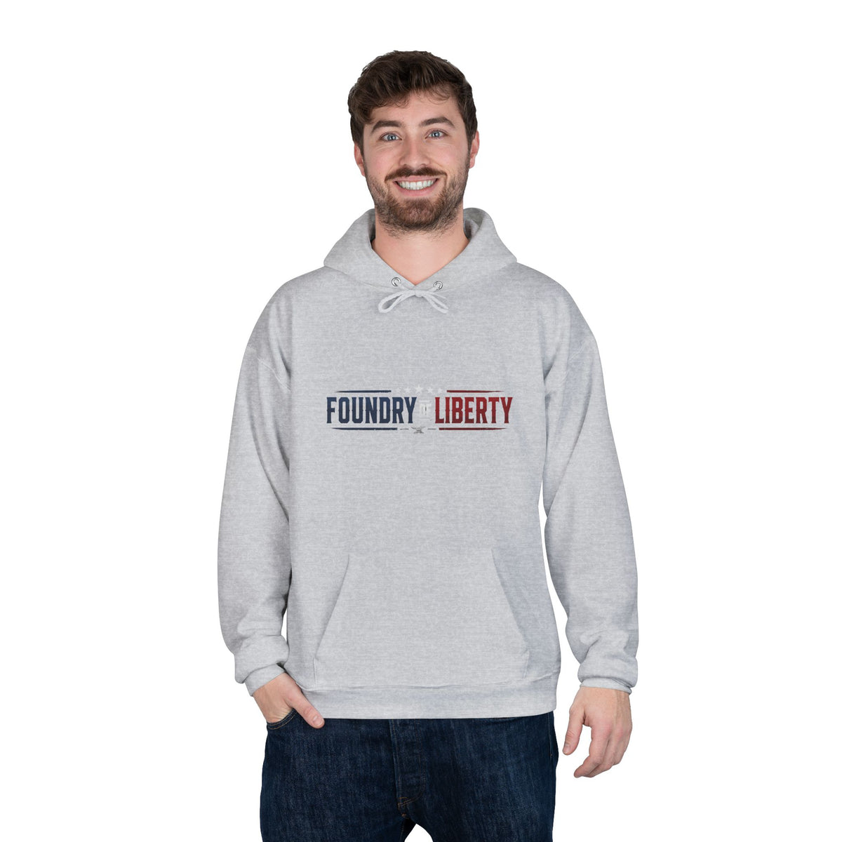 Foundry of Liberty Graphic Hoodie – Patriotic Emblem Pullover