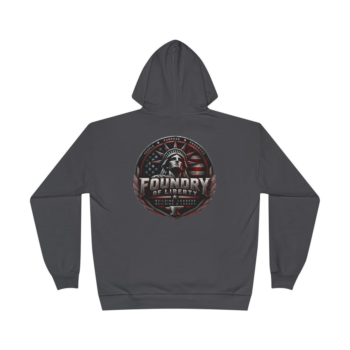 Foundry of Liberty Graphic Hoodie – Patriotic Emblem Pullover