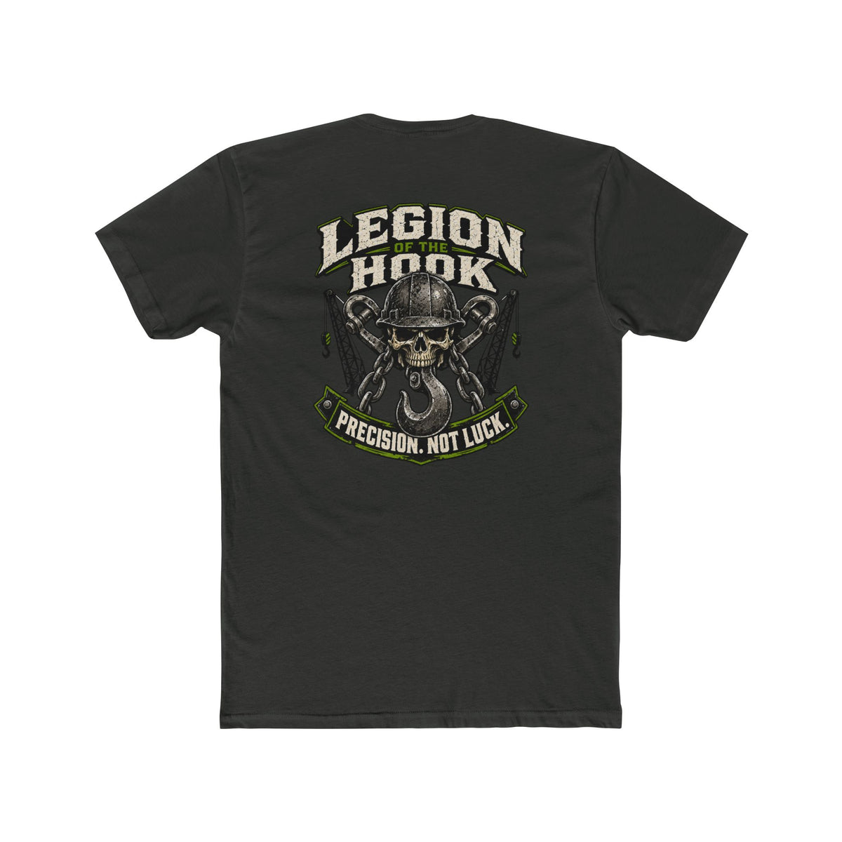Legion Hook Skull Tee — “Precision, Not Luck” Military-Inspired Graphic T-Shirt