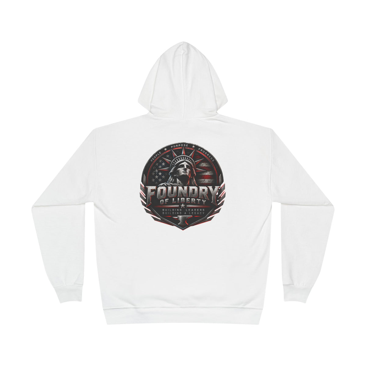 Foundry of Liberty Graphic Hoodie – Patriotic Emblem Pullover