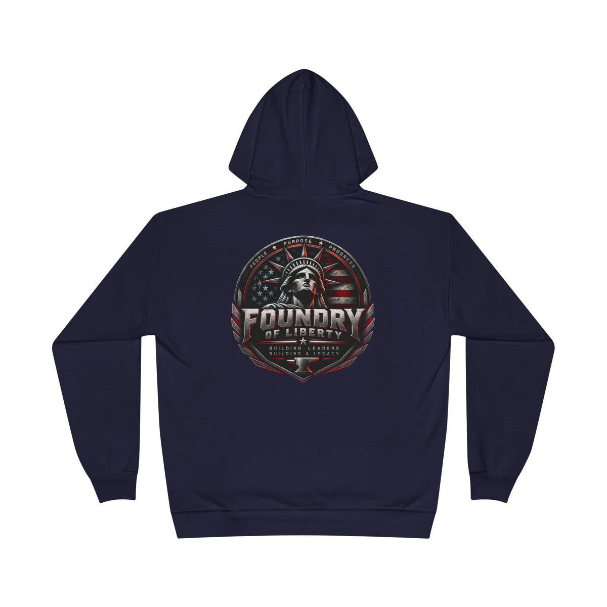 Foundry of Liberty Graphic Hoodie – Patriotic Emblem Pullover