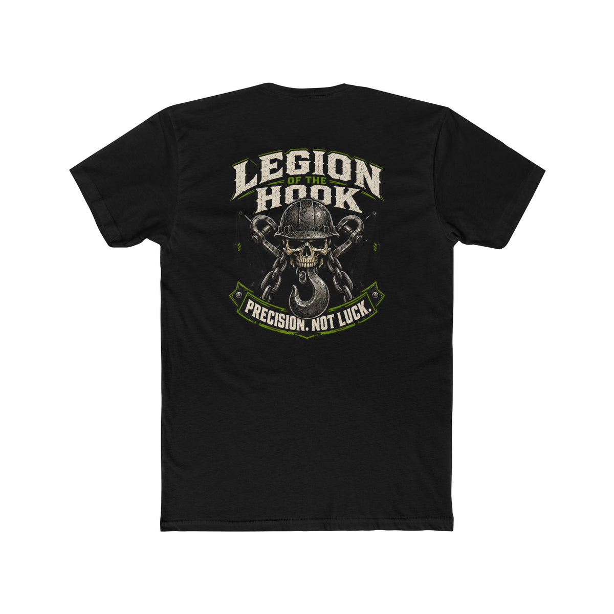 Legion Hook Skull Tee — “Precision, Not Luck” Military-Inspired Graphic T-Shirt