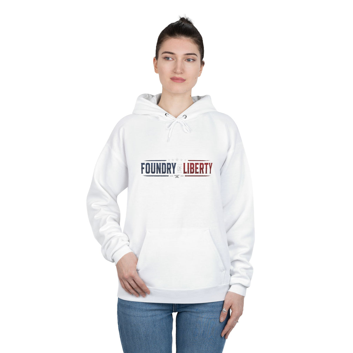 Foundry of Liberty Graphic Hoodie – Patriotic Emblem Pullover