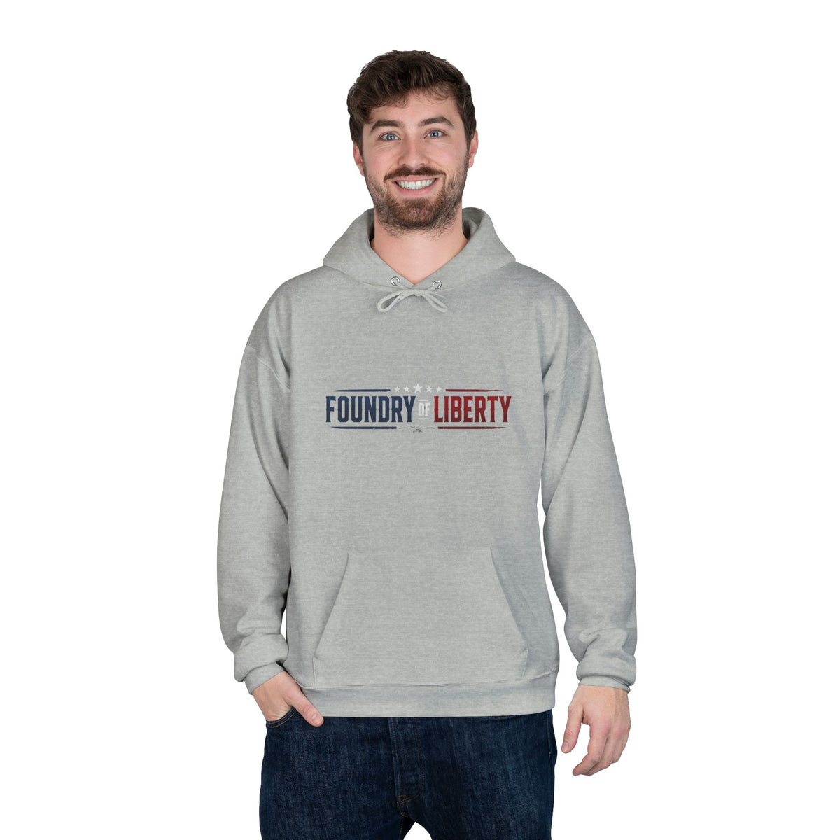 Foundry of Liberty Graphic Hoodie – Patriotic Emblem Pullover