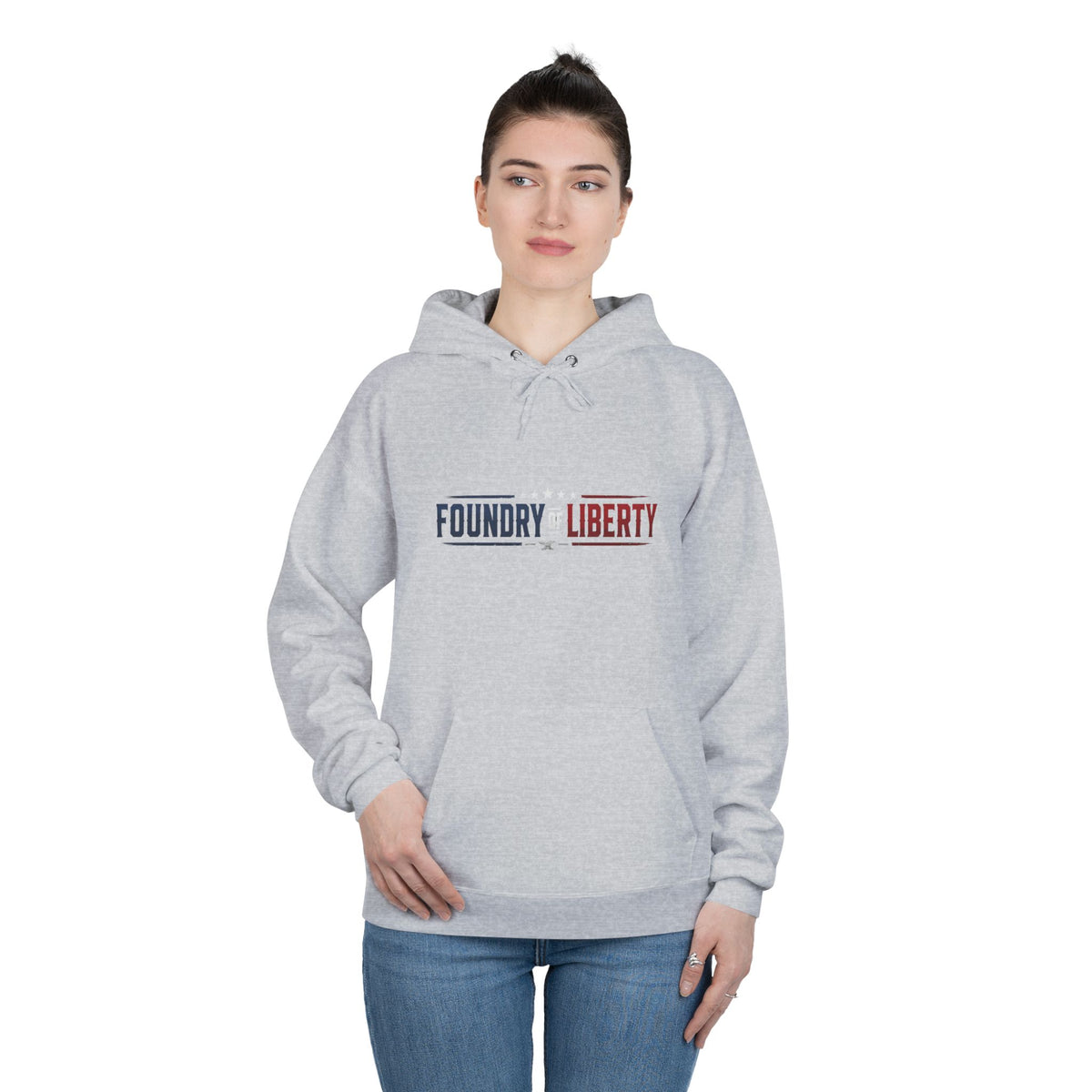 Foundry of Liberty Graphic Hoodie – Patriotic Emblem Pullover